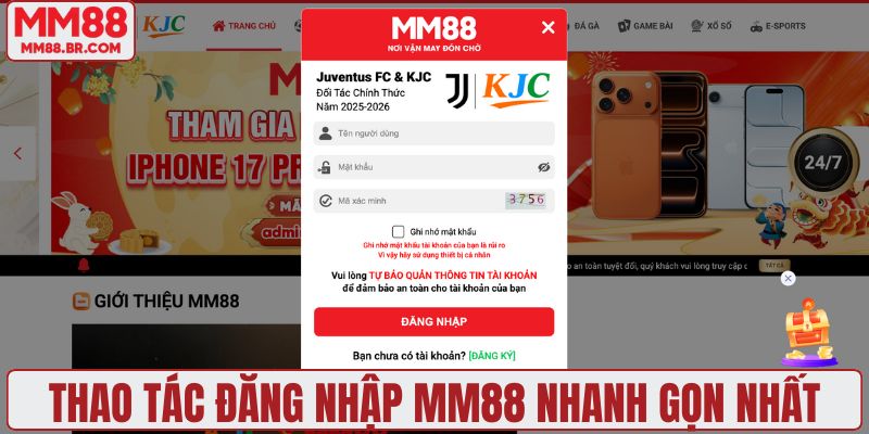 Thao tác đăng nhập MM88 nhanh gọn nhất